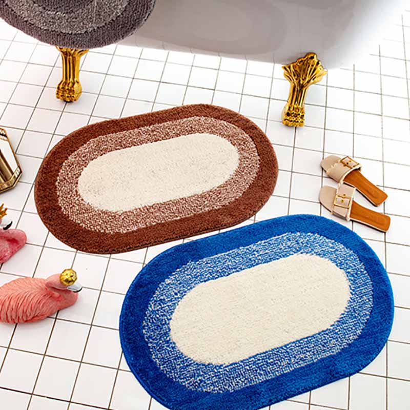 Oval-shaped jacquard mat for bathroom